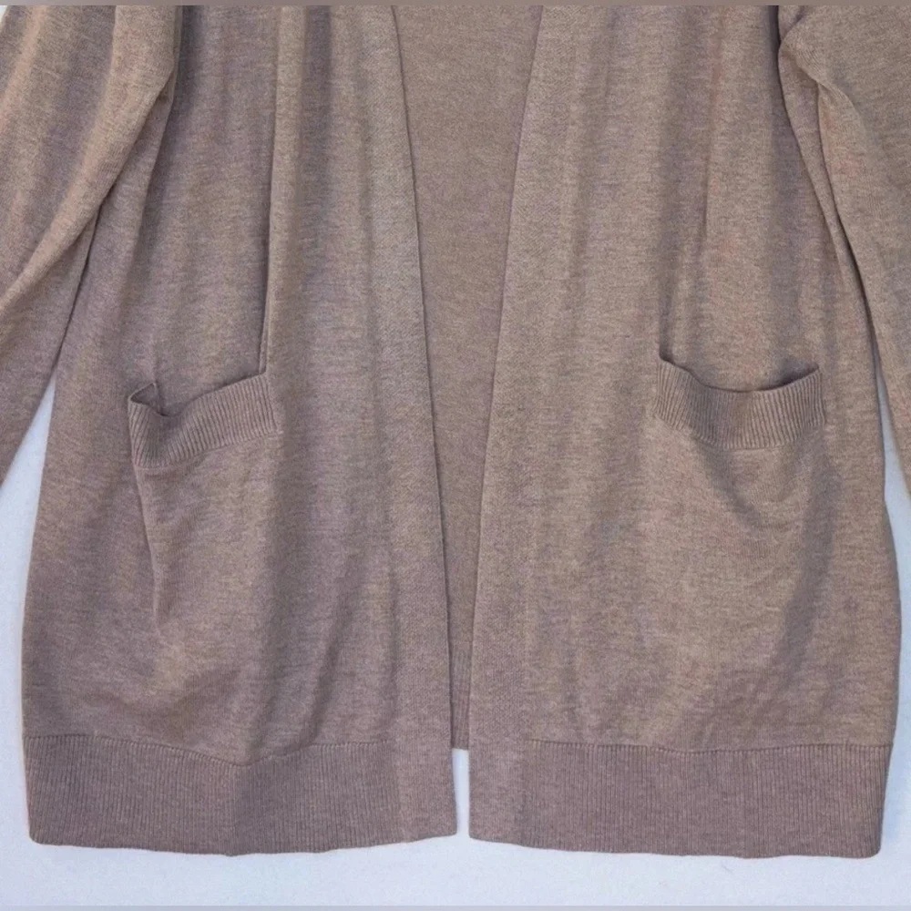 CASHMERE Wool Cardigan Sweater‎ Brown Beige Tan Neutral Long Open Front Small